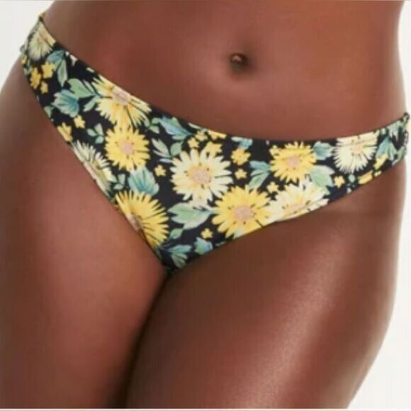 NWT Old Navy Plus Size Black Yellow Sunflower Bikini Swim Bottoms Size 3X/24-26 - Picture 1 of 10